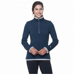 Kuhl Women’s Alska 1/4 Zip Fleece Sweatshirt Sweater Medium Blue Hiking Camping